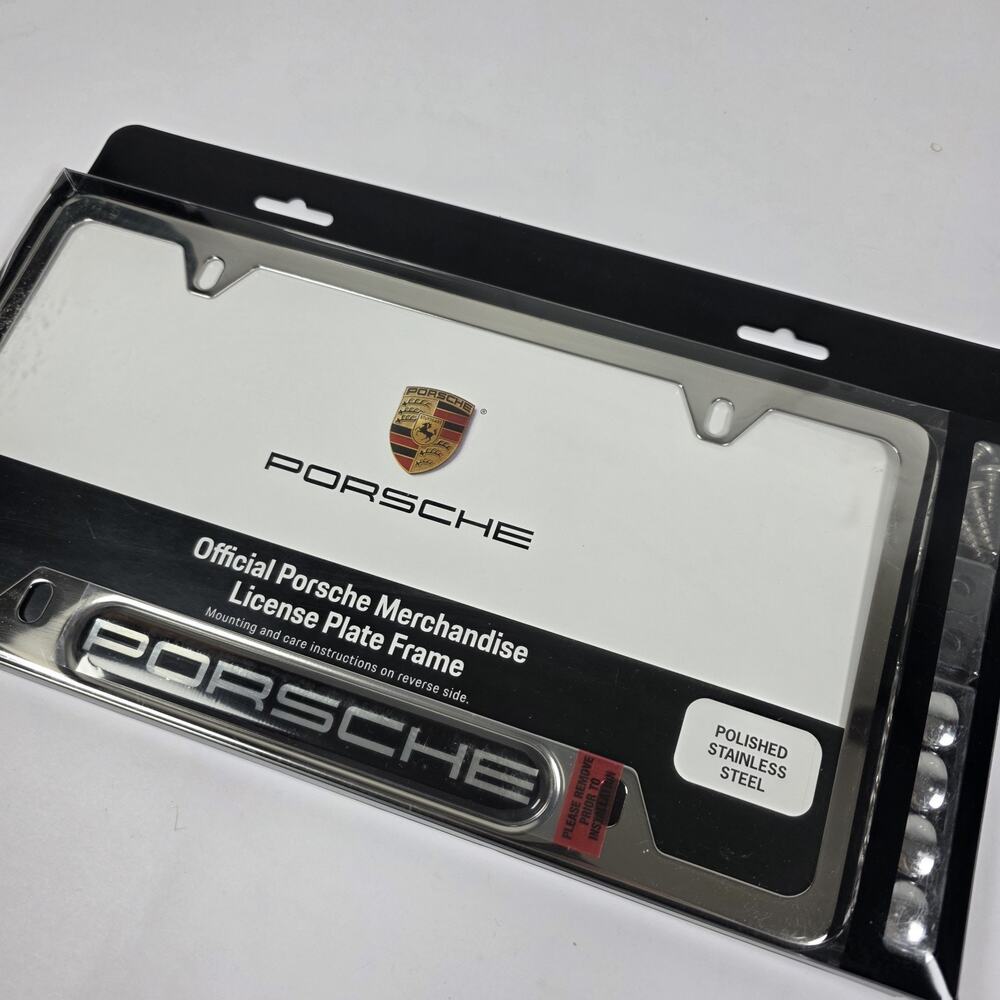 Porsche Brushed Stainless Steel "PORSCHE" License Plate Frame W/Hardware